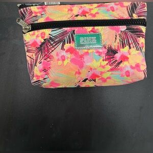 PINK Victoria's Secret Neon Floral Cosmetic Pouch - Pink, Black, Aqua NWOT